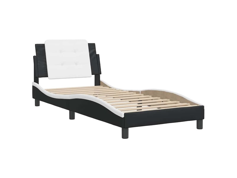 Lit simple- lit adulte -  cadre de lit sans matelas zadar noir et blanc 80x200 cm similicuir  - Conforama B