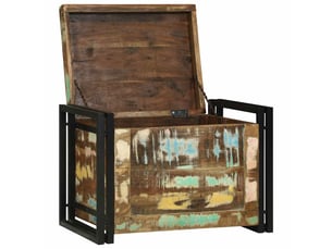 Boîte de rangement, coffre de rangement marron et noir 60x40x41 cm bois recyclé