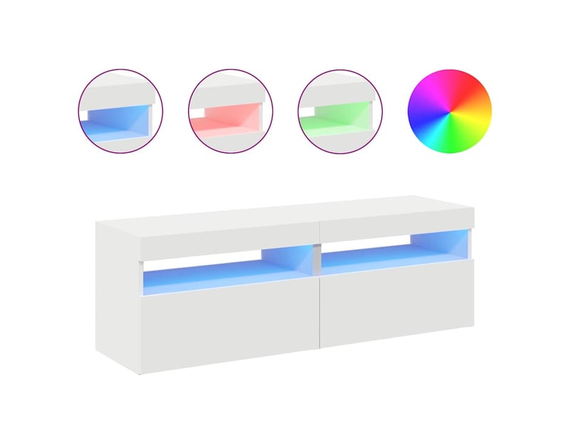Meubles tv - banc tv - meuble de rangement avec lumières led 2 pcs blanc 60x35x40 cm - Conforama E