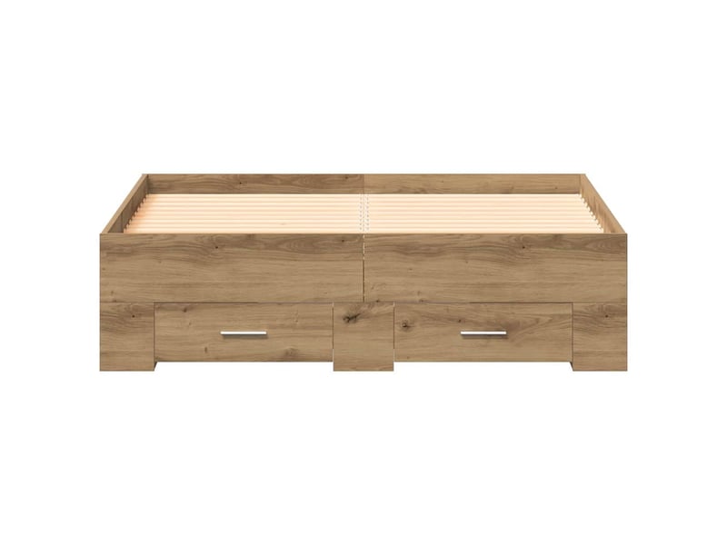  Lit double- lit adulte -  cadre de lit chêne artisanal 120 x 190 cm bois d'ingénierie  - Conforama D