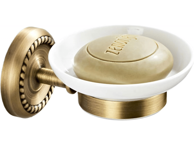  Porte-savon avec plateau en céramique pour salle de bain et toilettes, vidange rapide, garde le savon au sec - laiton, 1 pièce  - Conforama A