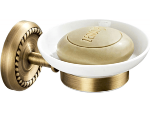 Porte-savon avec plateau en céramique pour salle de bain et toilettes, vidange rapide, garde le savon au sec - laiton, 1 pièce