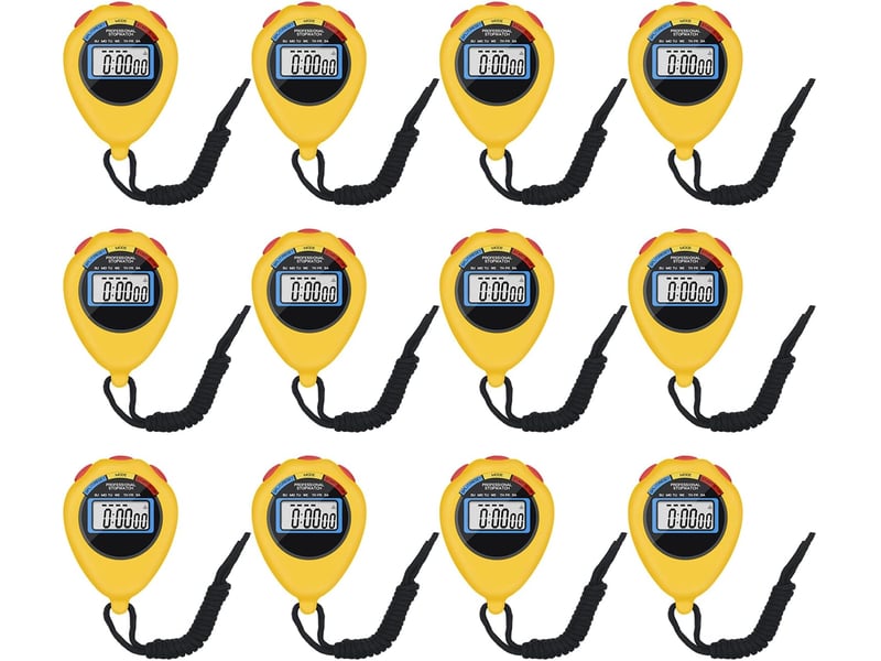  Lot de 12 chronomètres, chronomètres, minuteurs, grand écran avec date, heure et fonction alarme, les entraîneurs de et les arbitres (jaune) none - Conforama A