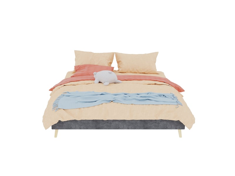  Cadre de lit 160x200 bas lit double gris velours hollandais sans tête de lit  - Conforama A