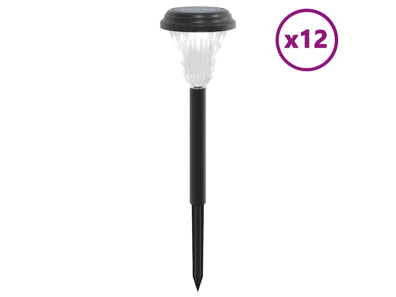  Lot de 12 lampes solaires d'allées et piquets de jardin 8,5 x 31 cm éclairage automatique ambiance cosy en ps noir 02_0056662  - Conforama A