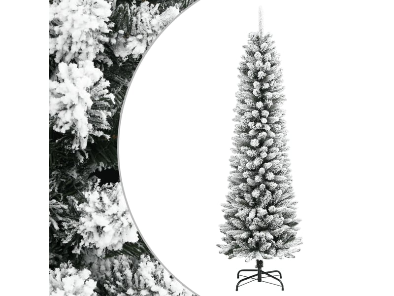  Sapin de noël artificiel, arbre de noël mince avec neige floquée 120 cm pvc et pe  - Conforama B