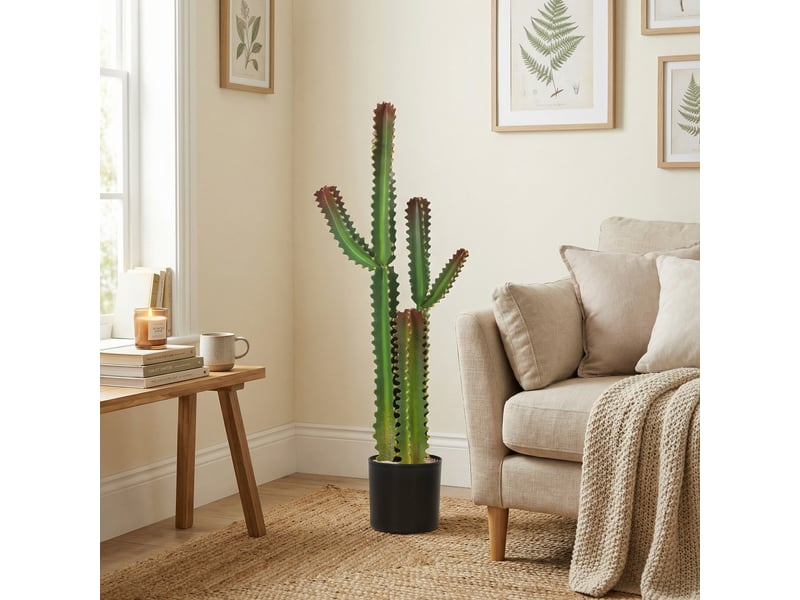 Plante artificielle intérieure 111 cm, arbre artificiel cactus en pot, pour maison, bureau, salon, chambre, vert - Conforama C