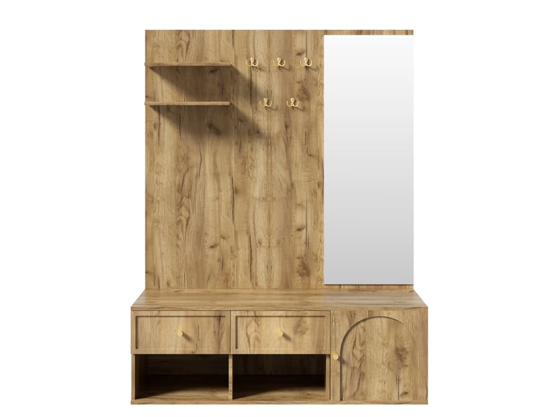  Ensemble vestiaire d'entrée miroir banc à chaussures effet bois 120 x 35 x 159 cm N657P45704647N - Conforama A