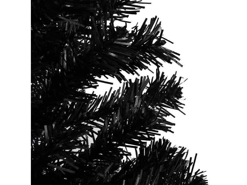  Sapin de noël, arbre de noël artificiel pré-éclairé et boules noir 150 cm pvc  - Conforama E