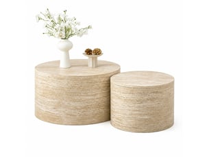 Table basse rond(e) coloris bois clair <strong>CHICFURN</strong> <strong></strong> - 62.8 cmx44 cm