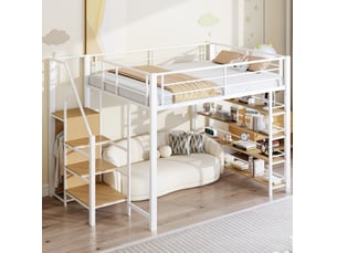 Lit mezzanine 140x200 cm coloris blanc