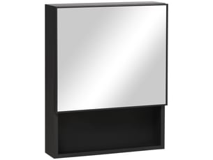 Armoire miroir salle de bain inox 46x13,5x58 cm avec 2 étagères intérieures et niche en verre