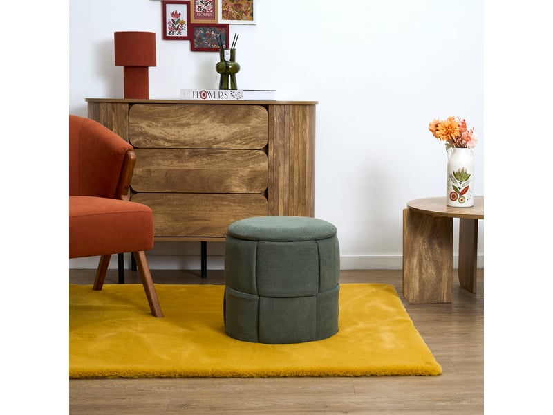 Pouf - home deco factory - jules - rangement - tressé - vert  - Conforama E