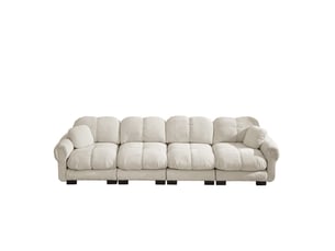 Canapé modulaire design confort 330x86x90 cm, coussins garnis, canapé salon avec accoudoirs incurvés, chenille, kaki clair