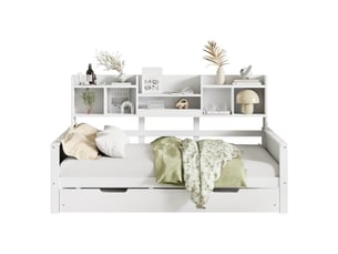 Lit avec rangement 90x190/200 cm MEUBLIV   coloris blanc