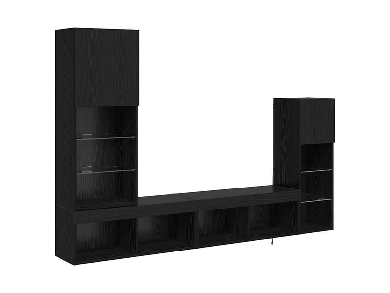  Lot de 4 meuble tv mural, meuble tv suspendu chêne noir bois d'ingénierie shl99093  - Conforama A