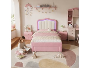 Lit avec rangement 90x200 cm <strong>HAUSS SPOLE</strong>  <strong></strong> coloris rose