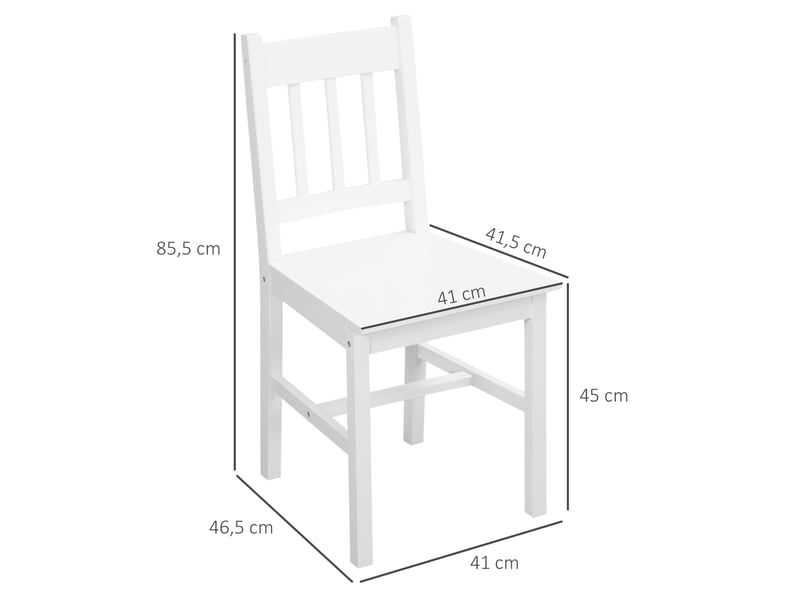  Chaise de salle à manger lot de 4 avec dossier ouvert et patins antidérapants en bois laqué blanc  - Conforama C
