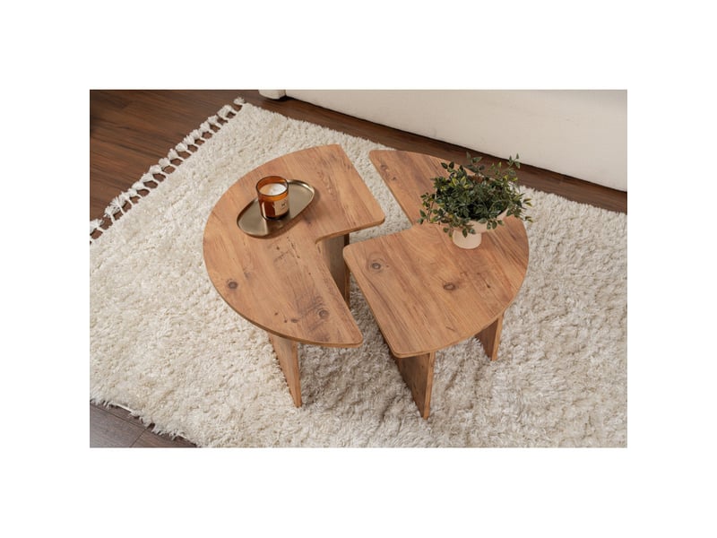  Table basse ronde en bois mdf mélaminé pin atlantique ø90 x 41 cm  - Conforama D