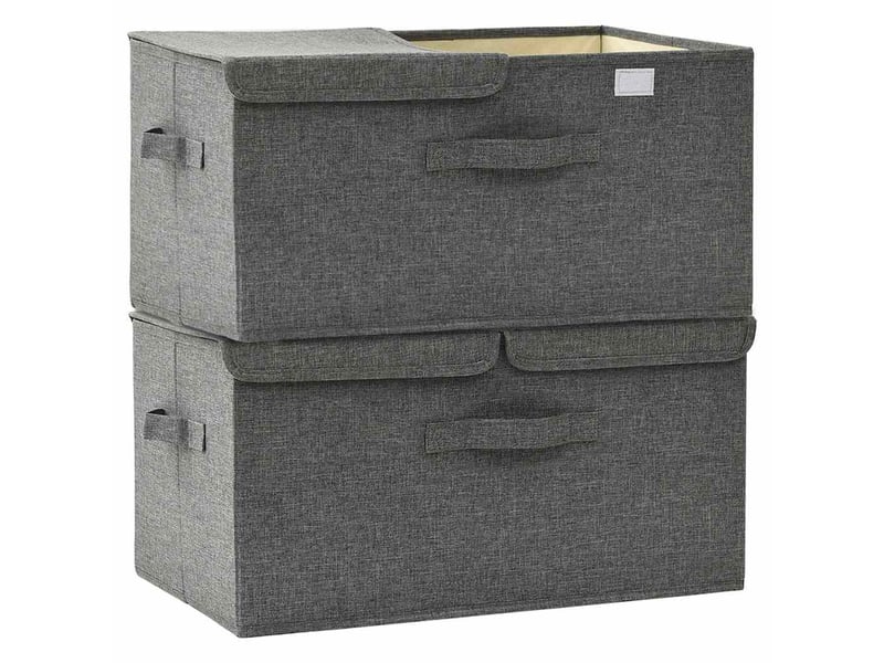  Boîtes de rangement tissu intissé anthracite  - Conforama D