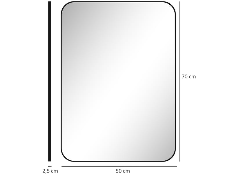  Miroir de salle de bain mural cadre en métal noir 50x2,5x70 cm  - Conforama C