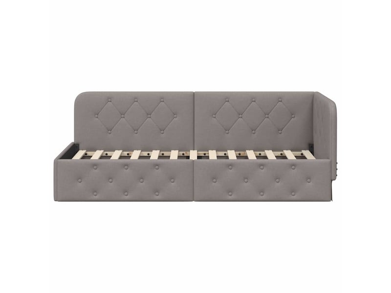 Lit simple- lit adulte -  cadre de lit d'angle taupe 80 x 200 cm tissu  - Conforama D
