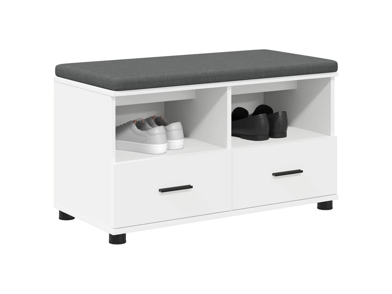  Banc d'entrée blanc 80x38x46 cm bois ingénierie et tissu shl52645  - Conforama C