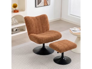 Fauteuil de salon avec repose-pied réglable, marron, fauteuil d'appoint capitonné en velours effet motifs gouttes d'eau
