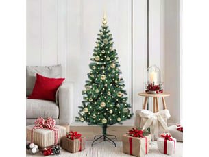 Sapin de noël artificiel, arbre de noël pré-éclairé vert 150 cm pvc et métal shl21