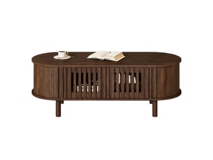 Table basse ovale coloris bois foncé <strong></strong> <strong>Fay Lum</strong> - 40 cmx100 cm