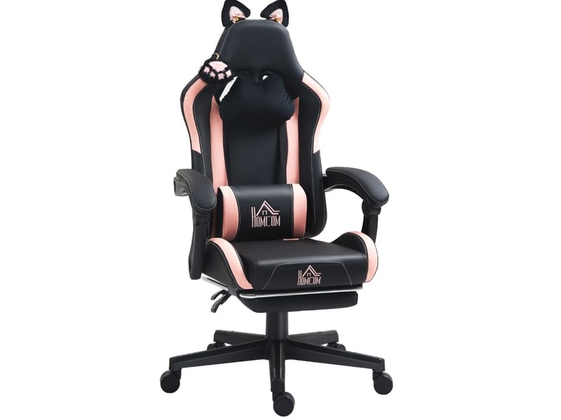  Fauteuil de jeu 65x62 cm inclinable à oreilles de chat rose et noir  - Conforama A