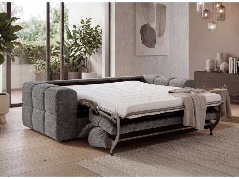Canapé convertible express 3 places en velours texturé gris basile KF9067D-3-GRI - Conforama C