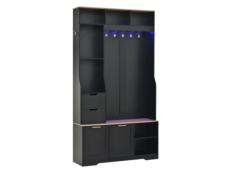 Portemanteau avec banc et rangement 100 x 186 cm en mdf noir - Conforama W