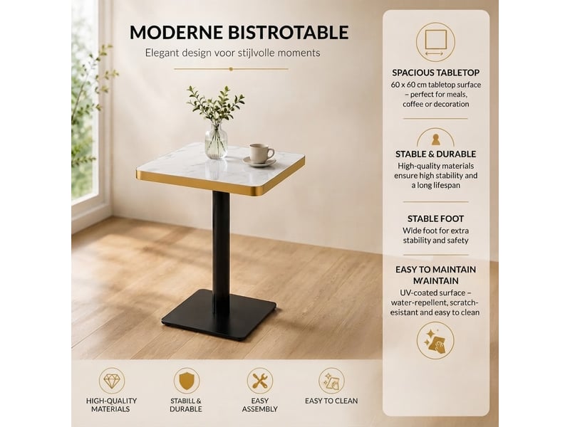 Table à manger, 60x60x74 cm, en métal, blanc cao-W3658P445096-conf-NEW - Conforama W