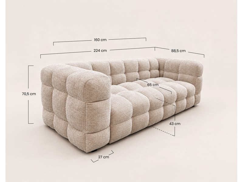  Augustin - canapé droit 3 places en velours texturé - best mobilier - vert kaki AUGUSTIN - Conforama C