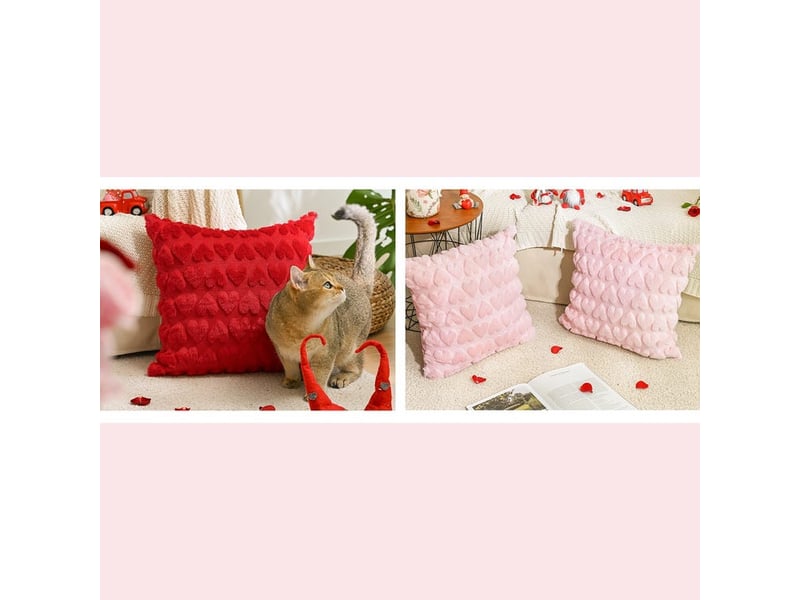  Housse de coussin décorative carrée 45 x 45 cm rose  - Conforama E