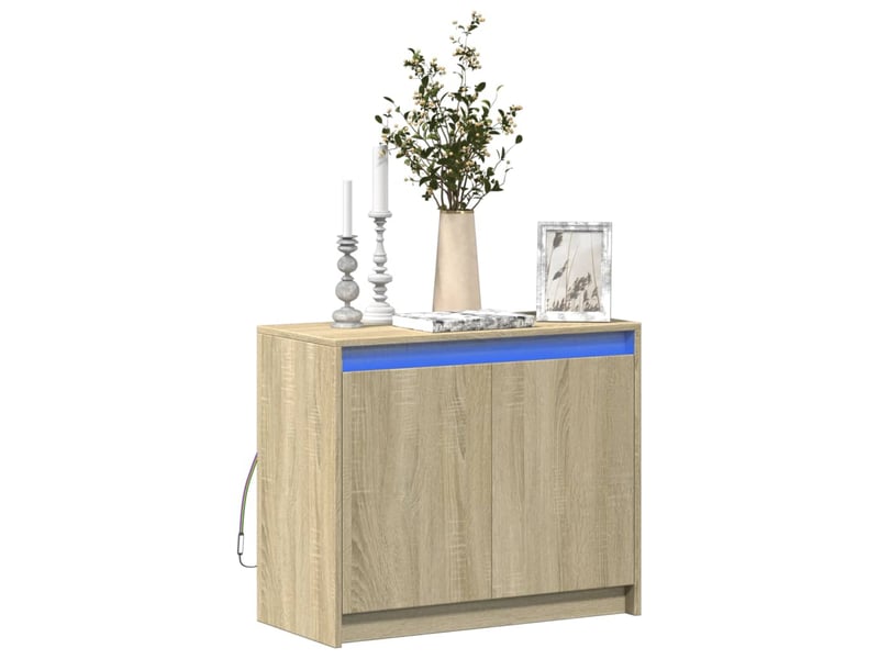  Buffet - bahut - meuble de rangement avec led chêne sonoma 72x34x61 cm bois d'ingénierie  - Conforama B