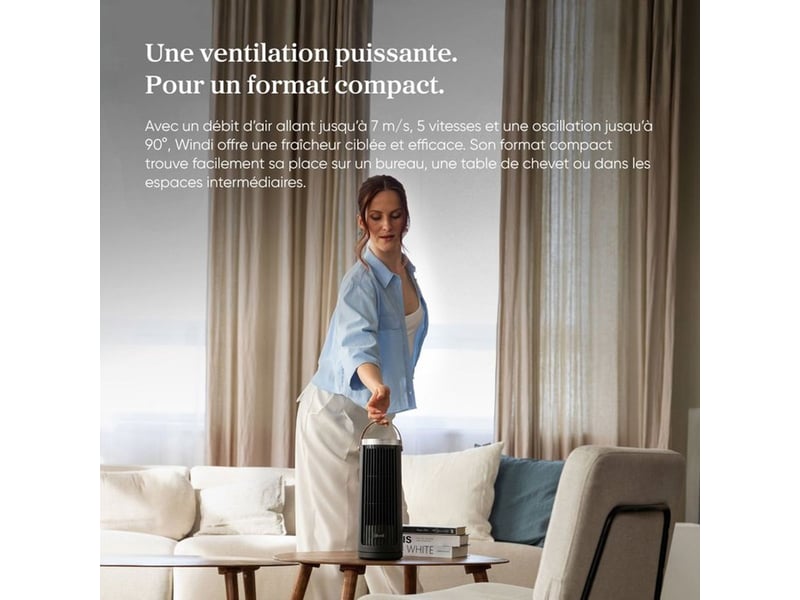  Ventilateur vertical mini 5 vitesses oscillation 90° avec telecommande LEFAF132N - Conforama D