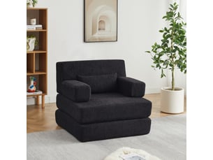 Canapé-lit convertible 1 place en chenille, canapé modulaire pliable, cadre en fer, convertible en lit d'appoint