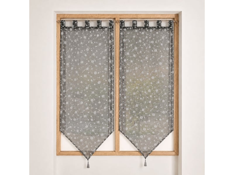  Paire de petits voilages motif de bulles argentées 60x90 cm  - Conforama A