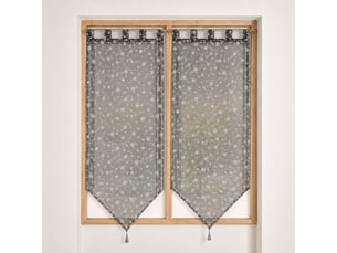 Paire de petits voilages motif de bulles argentées 60x90 cm