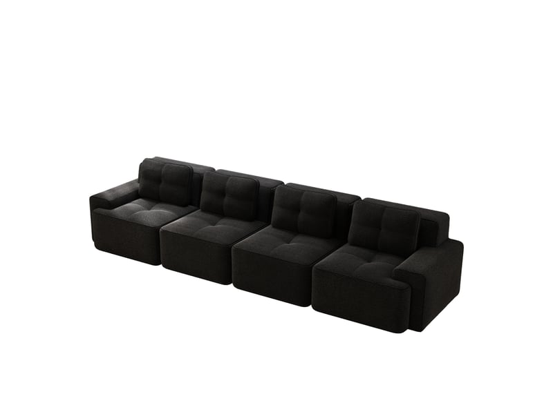  Canapé modulable, canapé 4 places – en velours côtelé, style cloud, sans cadre, base antidérapante, noir, sans montage  - Conforama B
