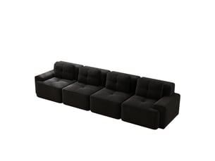 Canapé modulable, canapé 4 places – en velours côtelé, style cloud, sans cadre, base antidérapante, noir, sans montage
