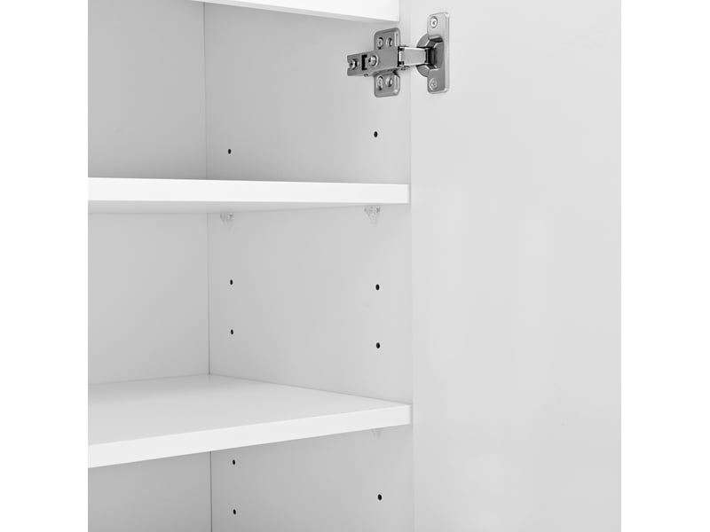 Meuble à chaussures 80 x 35 x 103 cm blanc, mdf et panneaux de particules, 2 tiroirs et éclairage led  - Conforama E