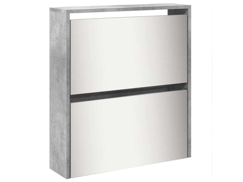  Meuble à chaussure, armoire à chaussures miroir 5 niveaux gris béton 63x17x169,5 cm  - Conforama E