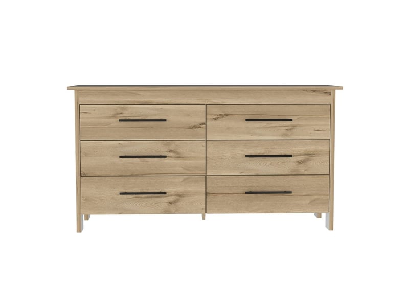  Commode hms de 150 cm avec 6 tiroirs, chêne sable et blanc  - Conforama A