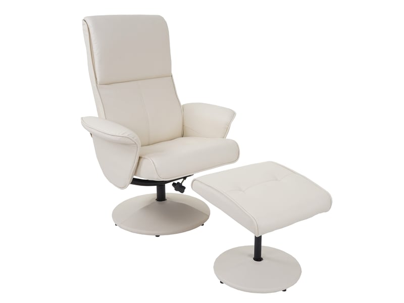  Fauteuil relax helsinki, fauteuil de télévision avec tabouret - similicuir, crème  - Conforama A