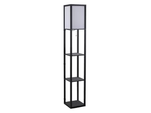 Lampadaire avec compartiments de rangement, lampe moderne en bois, ampoule e27, pour salon, chambre, bureau, noir