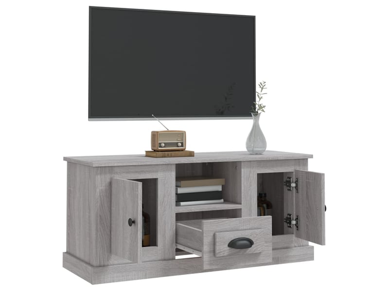  Meuble tv - banc tv - meuble de rangement sonoma gris 100x35,5x45 cm bois d'ingénierie  - Conforama E