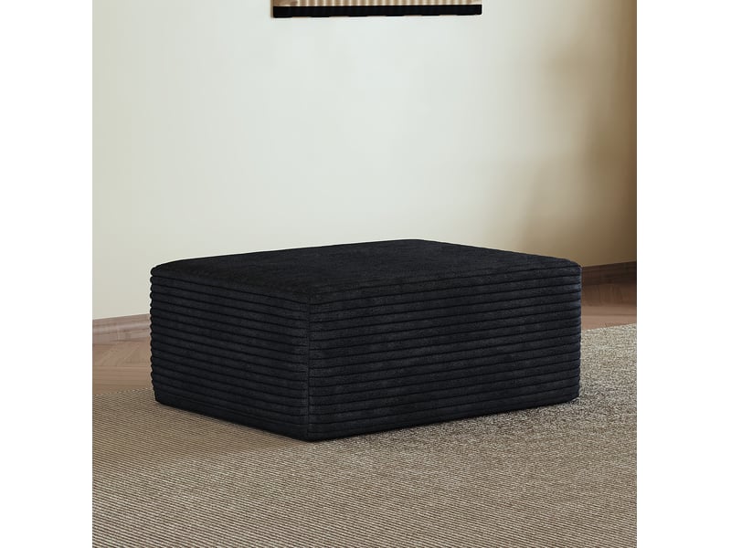 Pouf rectangulaire 95 x 70 x 40 cm en velours côtelé noir  - Conforama B